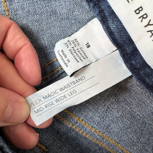 Lane Bryant Wide Leg Crop Jeans Mid Rise Flex Magic Waistband Plus Sz 18 Stretch - Picture 7 of 9